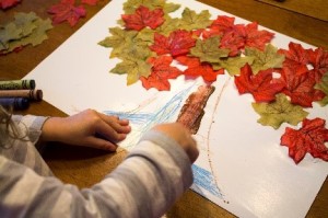 Painting made of real Leaves