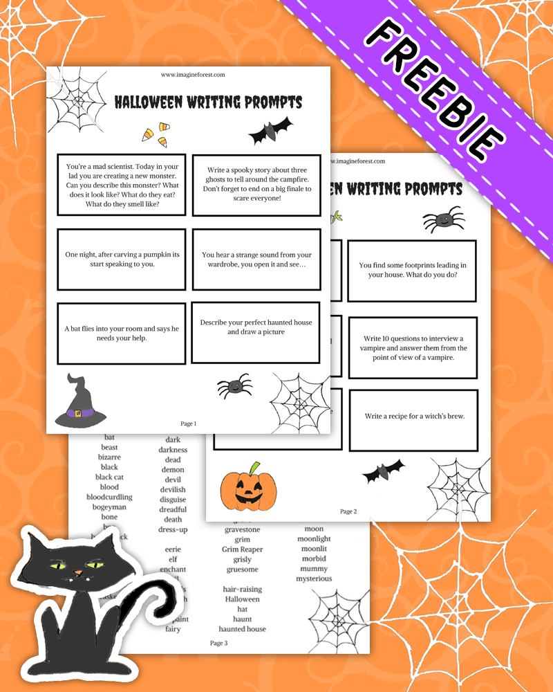 12 Halloween Writing Prompts for kids Printable