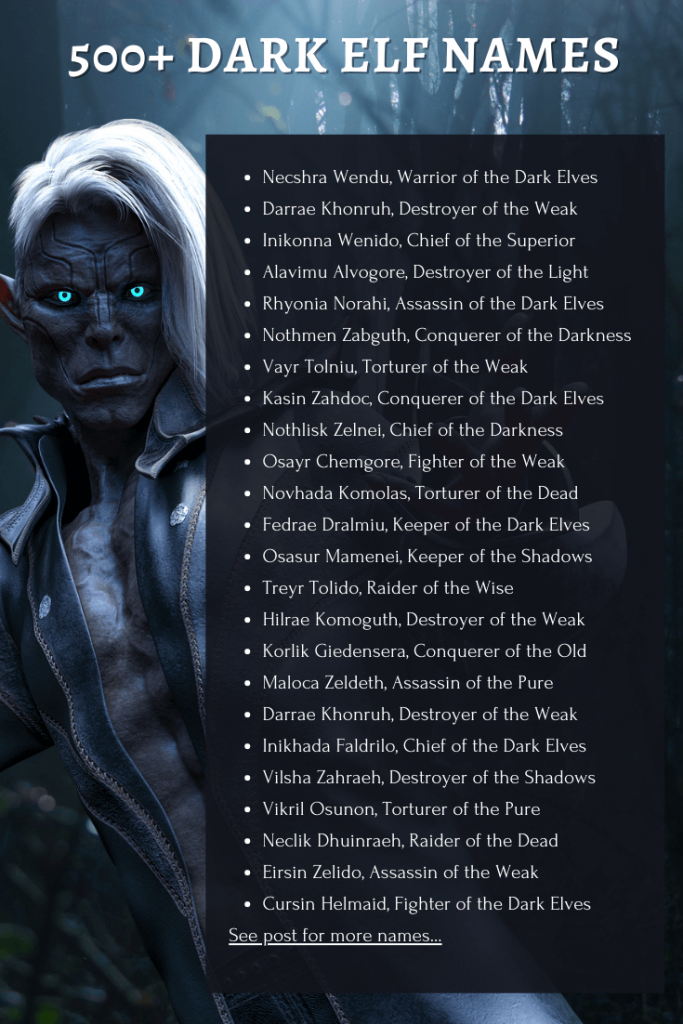 Dark elf Names